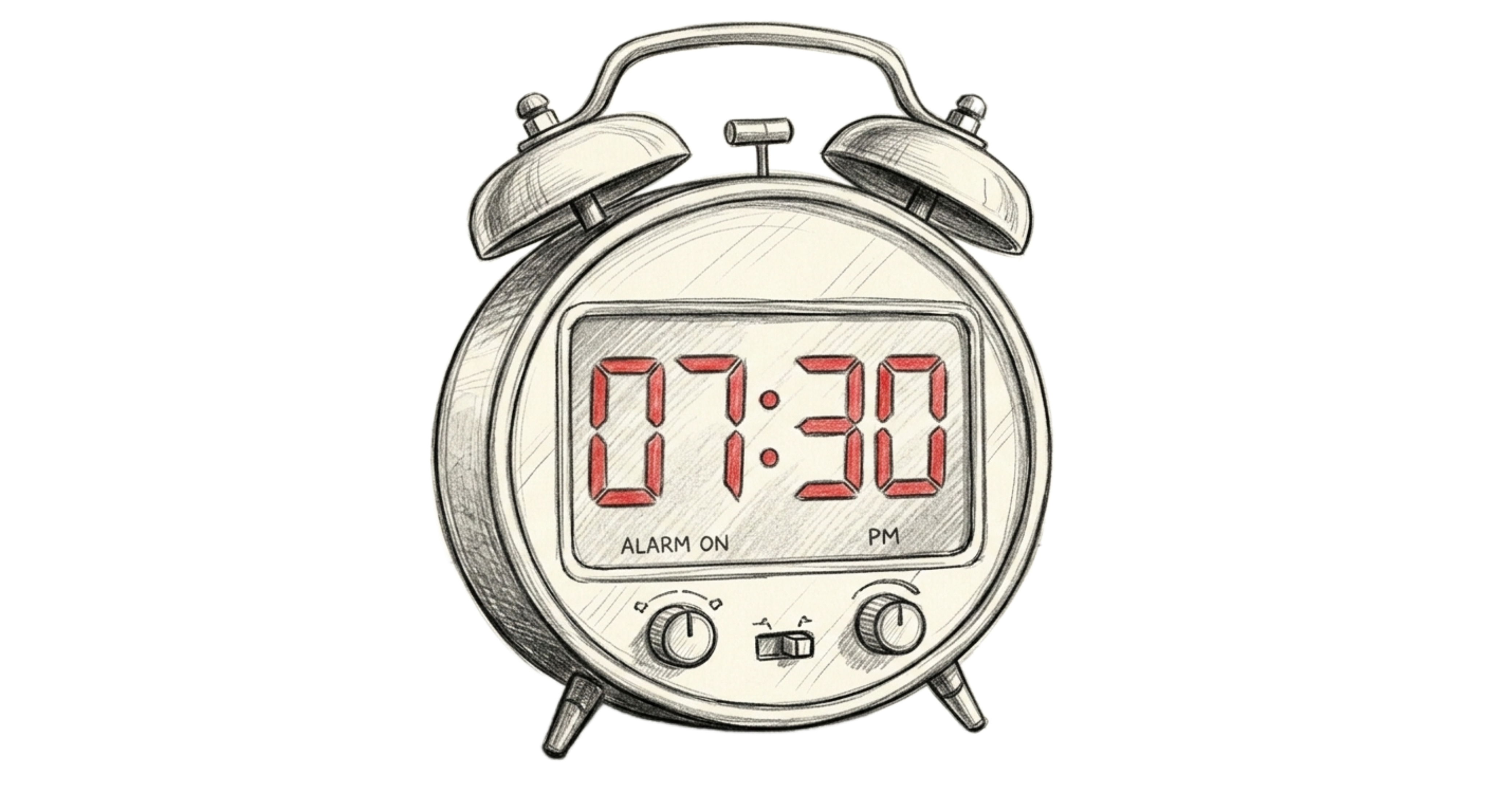 Alarm clock showing 05:30
